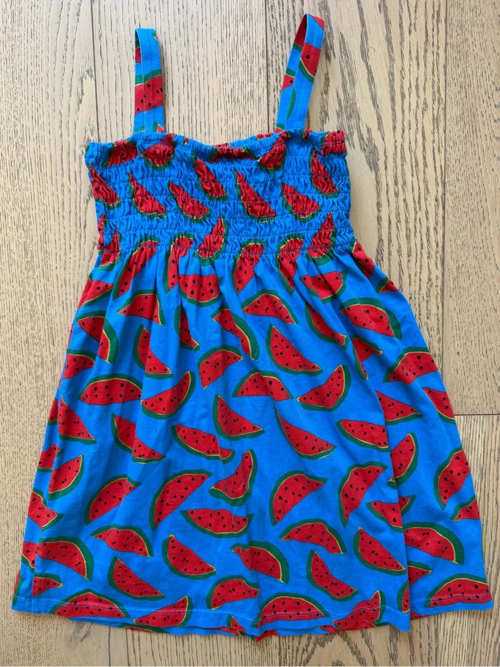 Hanna Andersson Girls Sleeveless Dress w/ Watermelon Print & Smocked Top Size 8
